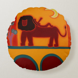 The Lion From Fulham Broadway 2008 Round Cushion