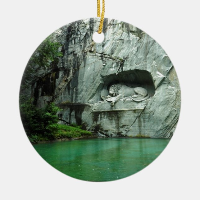 The Lion Monument in Lucerne Ceramic Tree Decoration (Front)