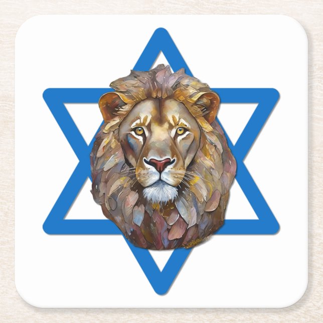 The Lion Of Judah Square Paper Coaster (Front)