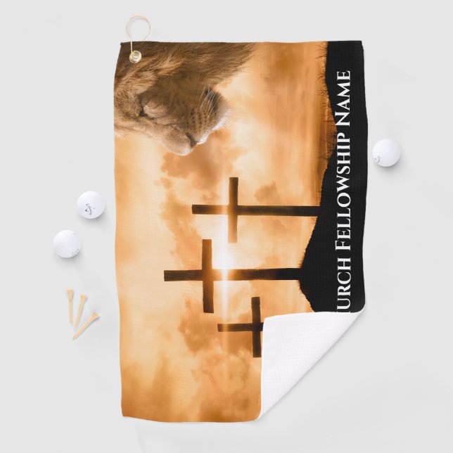 The Lion of Judah Three Crosses Church Pastor Golf Towel (InSitu)