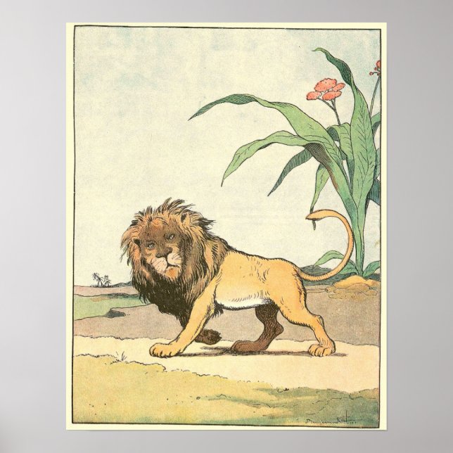The Lion Story Book Illustration Poster (Front)