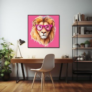The Lion with Pink Glasses Poster