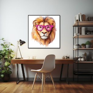 The Lion with Pink Glasses Poster
