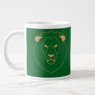 The Lion's Gaze: Golden Contour Large Coffee Mug