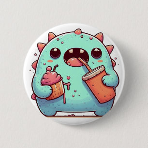 "The little beverage-loving monster" 6 Cm Round Badge