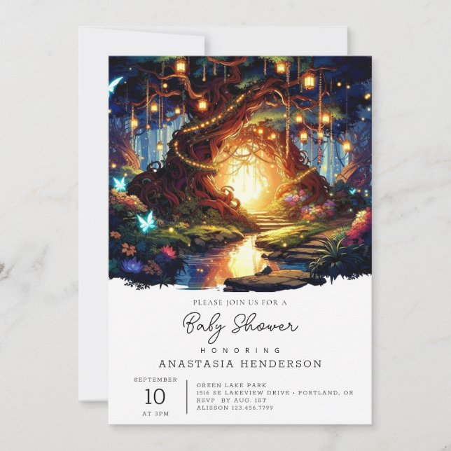 The Little Boho Enchanted Forest Baby Shower Invitation (Front)