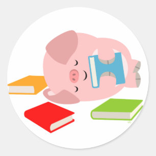 The Little Book Lover (Cute Cartoon Pig) Sticker