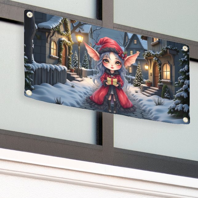 The Little Christmas Messenger.  Banner (Outside Building)