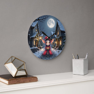 The Little Christmas Messenger.  Large Clock