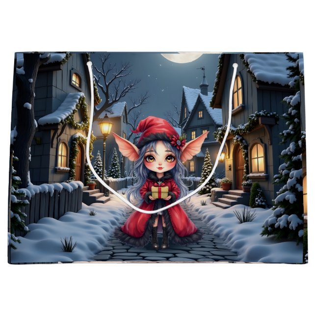 The Little Christmas Messenger.  Large Gift Bag (Front)