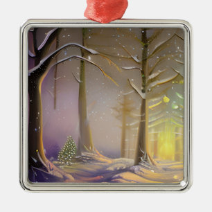 The Little Christmas Tree in the Forest Metal Tree Decoration