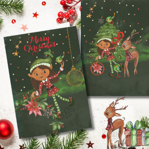The little Elf sends you a wish I Kids Christmas Holiday Card