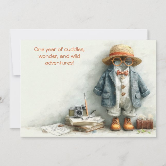 The Little Explorer Safari Adventure 1st Birthday Invitation (Front)
