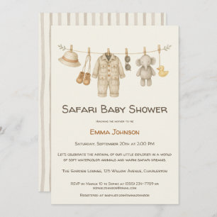 The Little Explorer   Safari Adventure Baby Shower Invitation