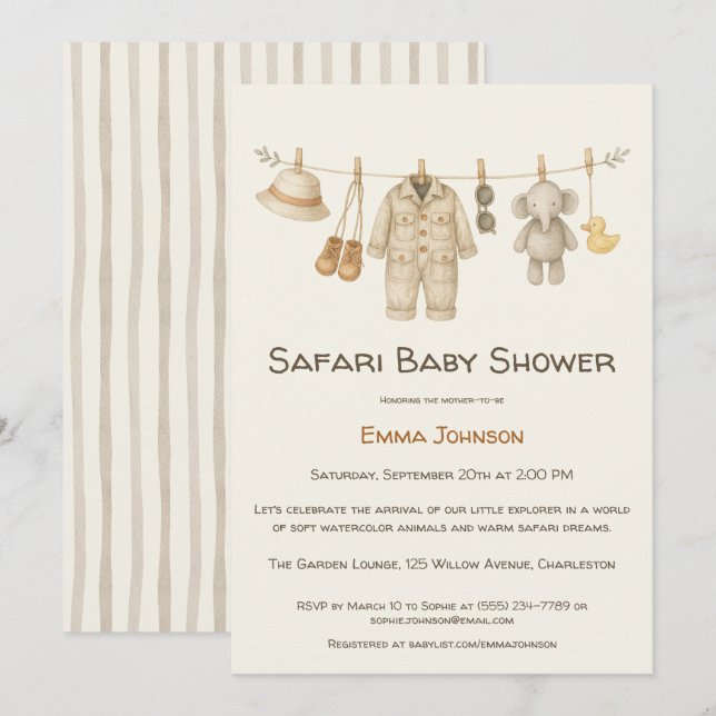 The Little Explorer | Safari Adventure Baby Shower Invitation (Front/Back)