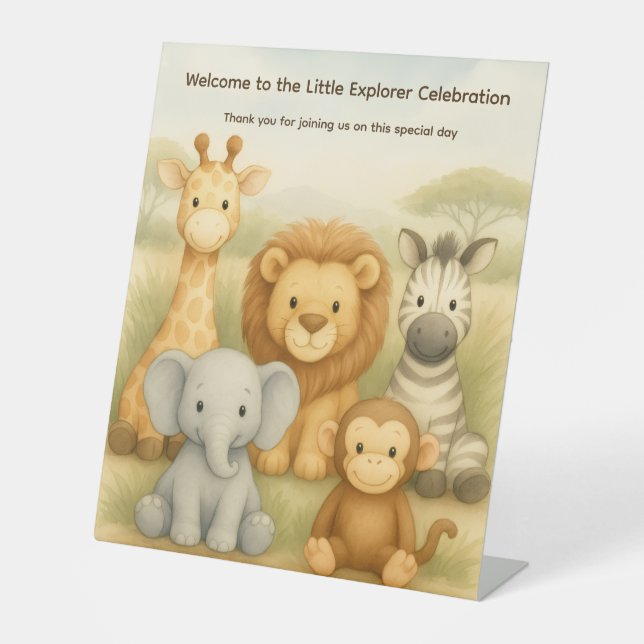 The Little Explorer | Safari Friends Adventure Pedestal Sign (Front)