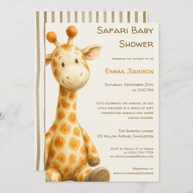 The Little Explorer | Safari Friends Baby Shower Invitation (Front/Back)