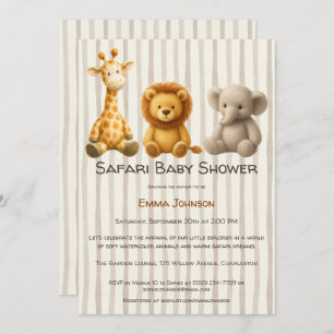 The Little Explorer   Safari Friends Baby Shower Invitation