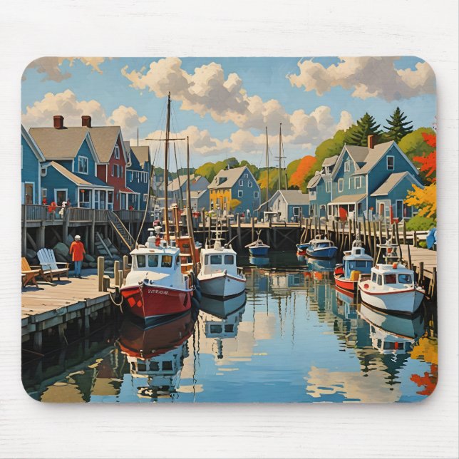 The Little Fishing Village Mouse Pad (Front)