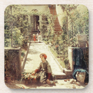 The Little Flower Girl (oil on canvas) Coaster