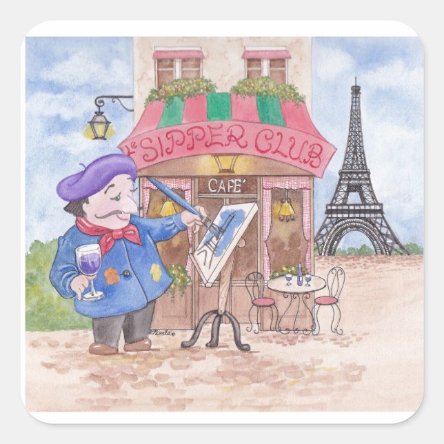 The Little French Artist Square Sticker (Front)