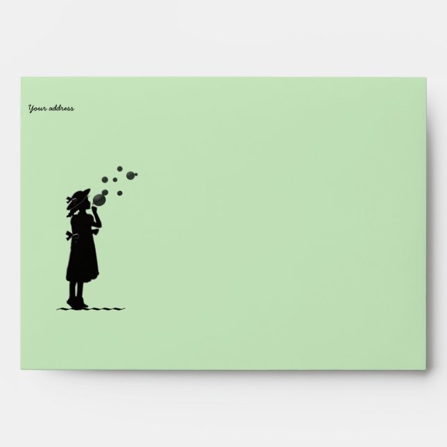 the little girl blowing soap bubbles envelopes (Front)