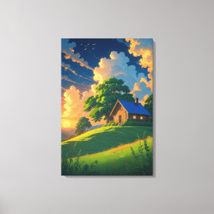 The Little House on the Golden Hill Canvas Print