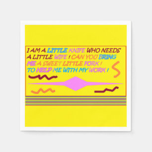 The Little Knife funny poem colours orange lemon  Napkin
