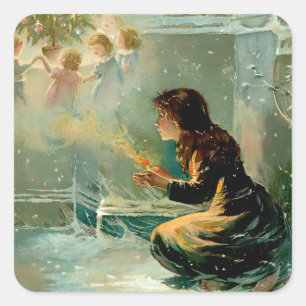"The Little Match Girl" by E S Hardy Square Sticker