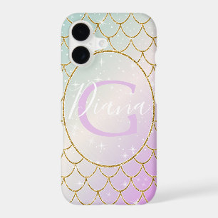 The Little Mermaid. Golden scales on a pink, turqu