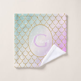 The Little Mermaid. Golden scales on a pink, turqu Wash Cloth