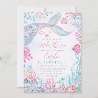 The Little Mermaid Under the Sea Birthday  Invitation