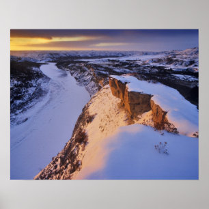 The Little Missouri River in winter in Poster