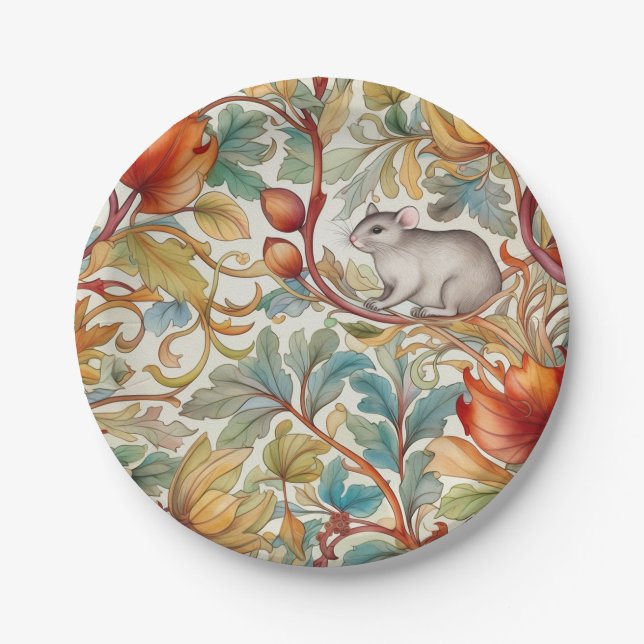 The little mouse on the leaves paper plate (Front)