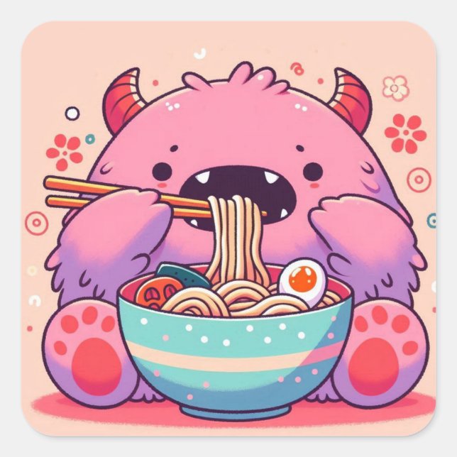 "The Little Noodle Eating Monster" Sticker (Front)