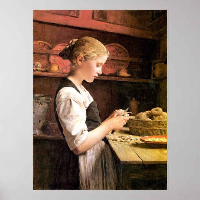 The little potato peeler Girl Peeling Potatos Poster (Front)