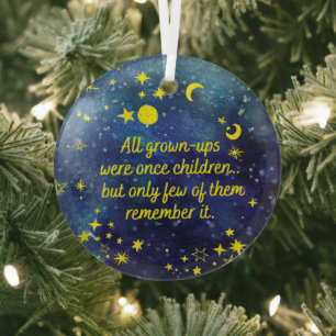 The little Prince Quote with stars Glass Tree Decoration