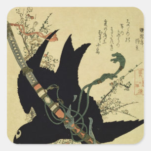 The Little Raven with the Minamoto clan sword Square Sticker