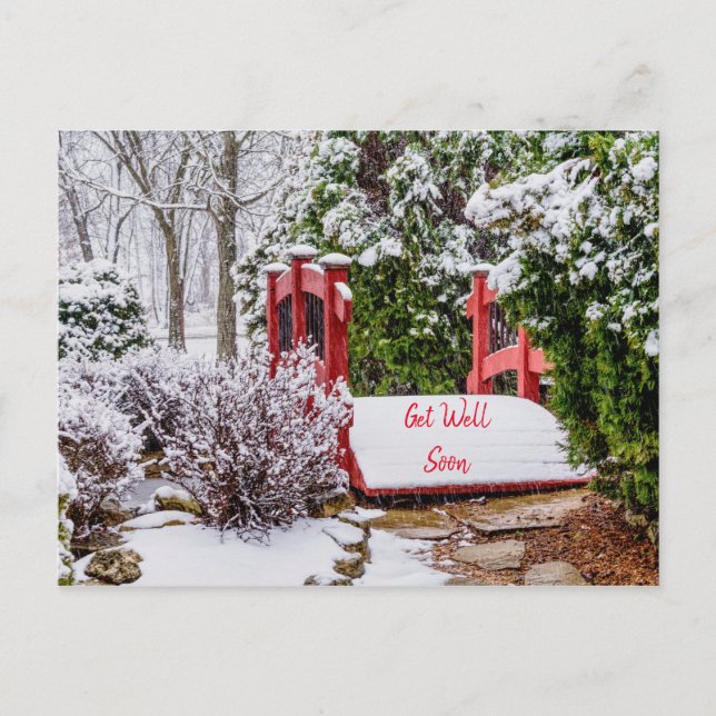 The Little Red Bridge Get Well Soon Postcard (Front)