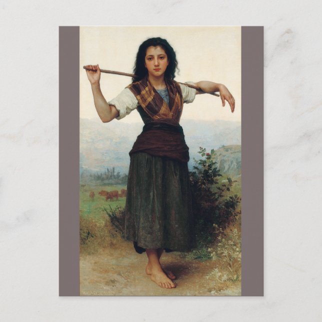 The Little Shepherdess by Bouguereau Postcard (Front)