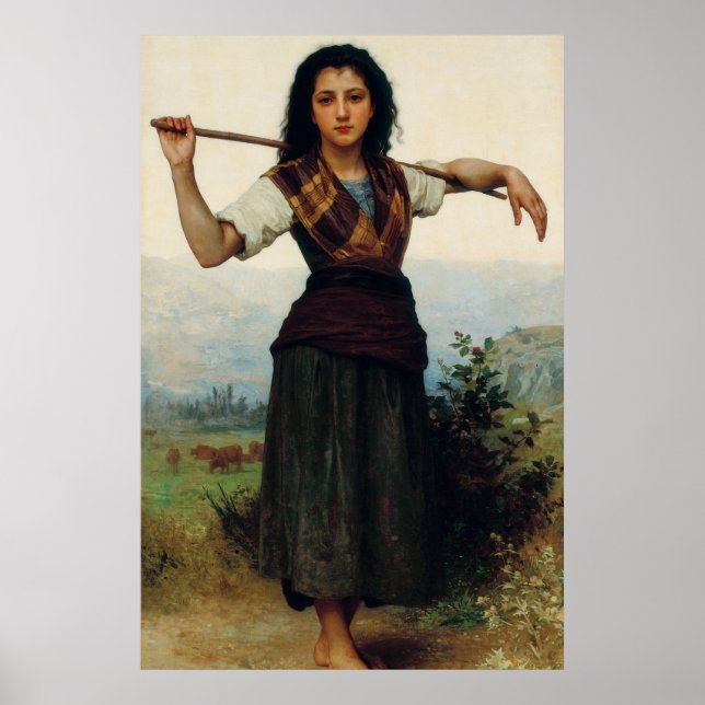 The Little Shepherdess by Bouguereau Poster (Front)