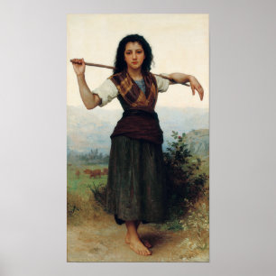 The Little Shepherdess by Bouguereau Poster