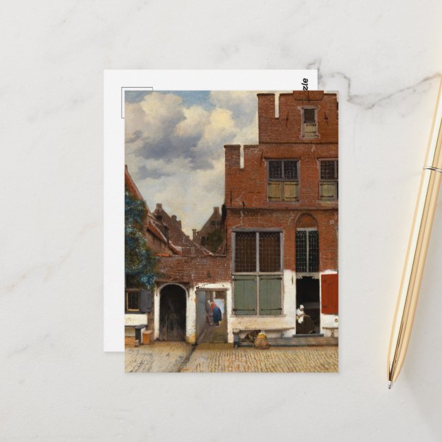 The Little Street, View of Houses in Delft Postcard (Front/Back In Situ)