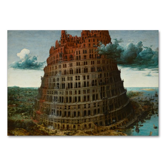 The Little Tower of Babel by Pieter Bruegel Table Number (Front)