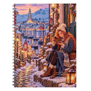 The Little Travel Girl Reykjavik Iceland Christmas Notebook