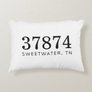 The Location Black and White Zip Code Decorative Cushion