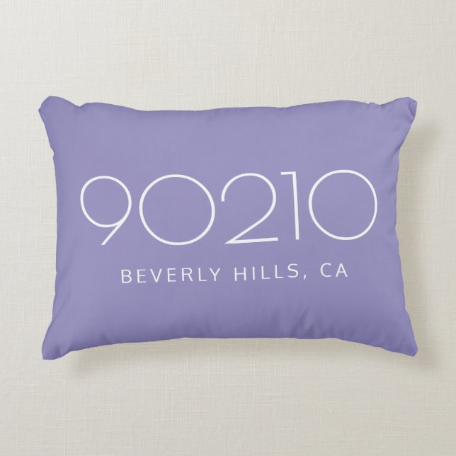 The Location Pastel Purple and White Zip Code Decorative Cushion (Front)