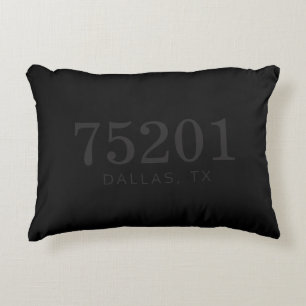The Location Zip Code Black and Charcoal Grey Decorative Cushion