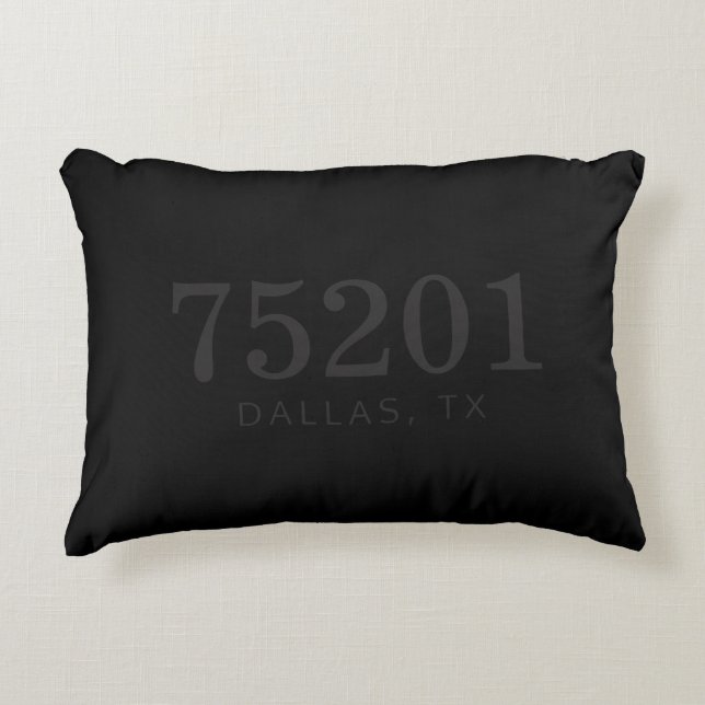 The Location Zip Code Black and Charcoal Grey Decorative Cushion (Front)