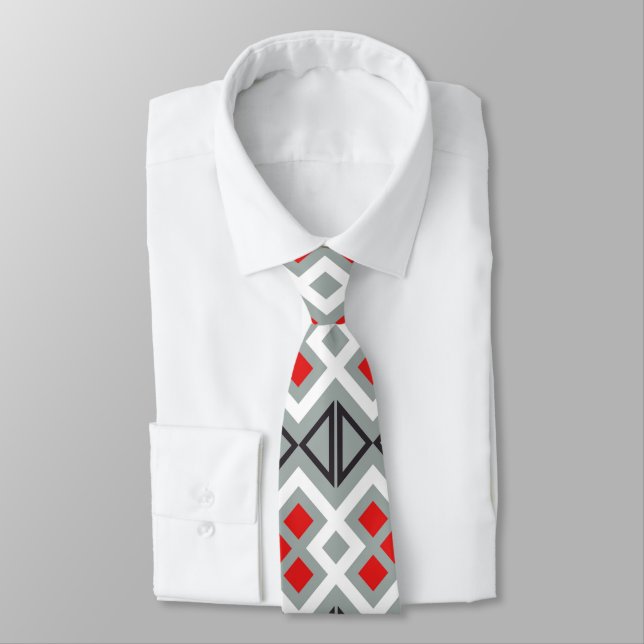The Lodge Grey Red Tie (Tied)
